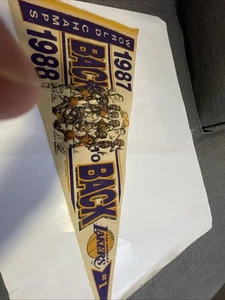 Vintage LAKERS 1987-1988 WORLD CHAMP BACK to BACK PENNANT - 12" x 30" - Picture 1 of 18