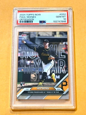 2024 Topps Now Paul Skenes #OS2 Rookie of the Year PSA GEM MINT 10**7846 - Image 1 of 2