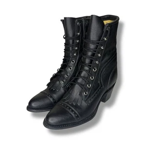 Capezio Women’s Size 8M Lace Up Cowboy Boots L 490 18-113 Black Victorian Lacer - Picture 1 of 13