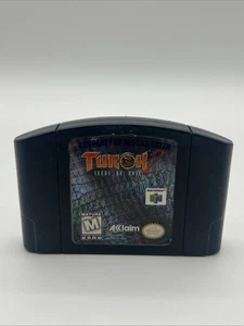 Turok 2: Seeds of Evil Negro Nintendo 64 Carrito Solo Probado Blockbuster Pegatina - Imagen 1 de 4