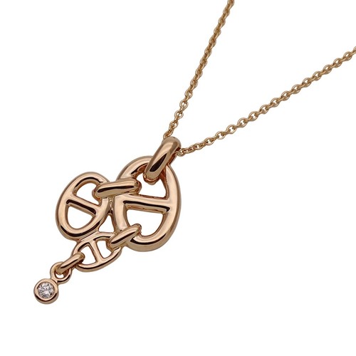 HERMÈS Collana Hermes Chaine D'Anchenet Mm Donna Marca 750Pg 1P Diamante Oro Rosa Je