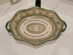 Temptations 3qt ovaler überbackener Bäcker grün 13 Zoll mit Griffen DANKEN - Bild 1 von 7