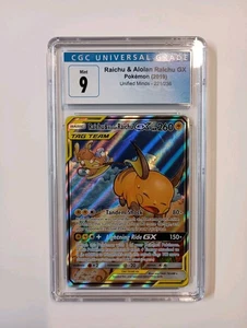 2019 Raichu und Alolan Raichu GX Unified Minds 221/236 Pokemon TCG CGC 9 Mint - Bild 1 von 2
