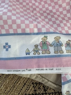 Vintage 1988 Daisy Kingdom Border Cotton, 2yd. 45” Wide Pink Check - Image 1 of 4