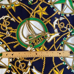 Wide Width 1980s Nautical Fabric Dark Blue Cotton Prints 34x58 - Picture 1 of 6