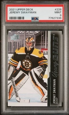 Upper Deck Young Guns Jeremy Swayman Bruins PSA 9 - Image 1 of 2