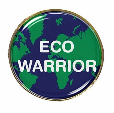 Eco Warrior 27mm Round Gel Domed School Pin Badge (Gold) Eco Conscious - Image 1 of 2