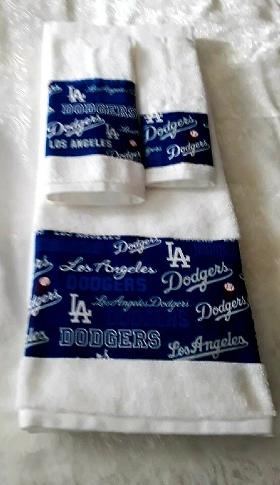 Juego de toallas de baño de 3 piezas de los Dodgers de Los Ángeles hechas a mano ¡Gran regalo!! Foto 1 de 1