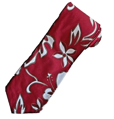 Corbata de cuello Hilo Hattie roja hibisco Aloha estampado hawaiano algodón para hombre 57x3 1/2 pulgadas Foto 1 de 4