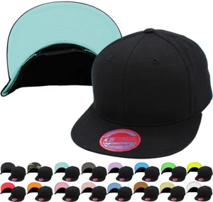Colored Underbrim Snapback Blank Solid 100% Cotton Adjustable Hat Cap Baseball - Picture 1 of 86