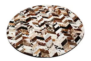 Cowhide Round Patchwork Carpet Handmade Cowhide Carpet Home Décor Cow Skin 40 - Picture 1 of 5