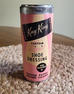 Vintage Kay King Shoe Dressing Polish in Pink and Black Canister MCM Art Deco - Picture 1 of 16