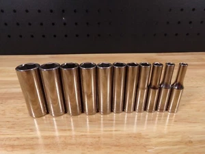Craftsman 1/4" Drive Metric MM Deep Socket Set USA 6pt 11 pcs 4mm - 14mm -G- - Picture 1 of 8