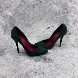 Tacones altos Balmain Paris vintage de gamuza verde - talla 38,5 (US 8) - Imagen 1 de 12