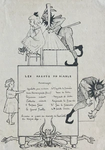 Antico disegno originale persone, diavolo, teatro, ragazza, bambino firmato 1919 - Picture 1 of 8