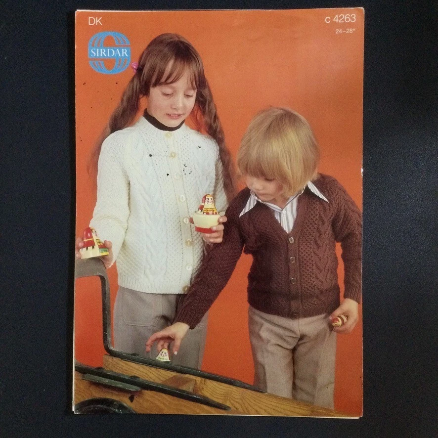 Sirdar C4263 Aran Cardigan Vintage Knitting Pattern Children Boy 24-28" - Image 1 of 1