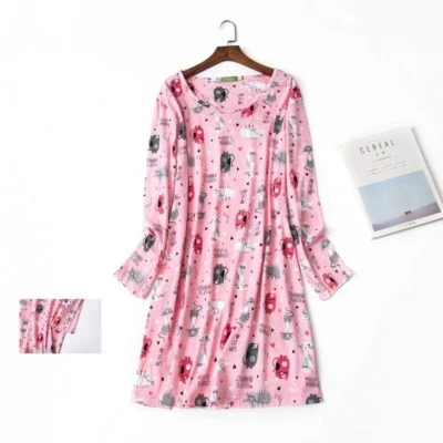 Mujeres Camisón Manga Larga Camisa para Dormir Camiseta Pijama Prenda para el torso Vestido Camiseta Camisón Foto 1 de 2