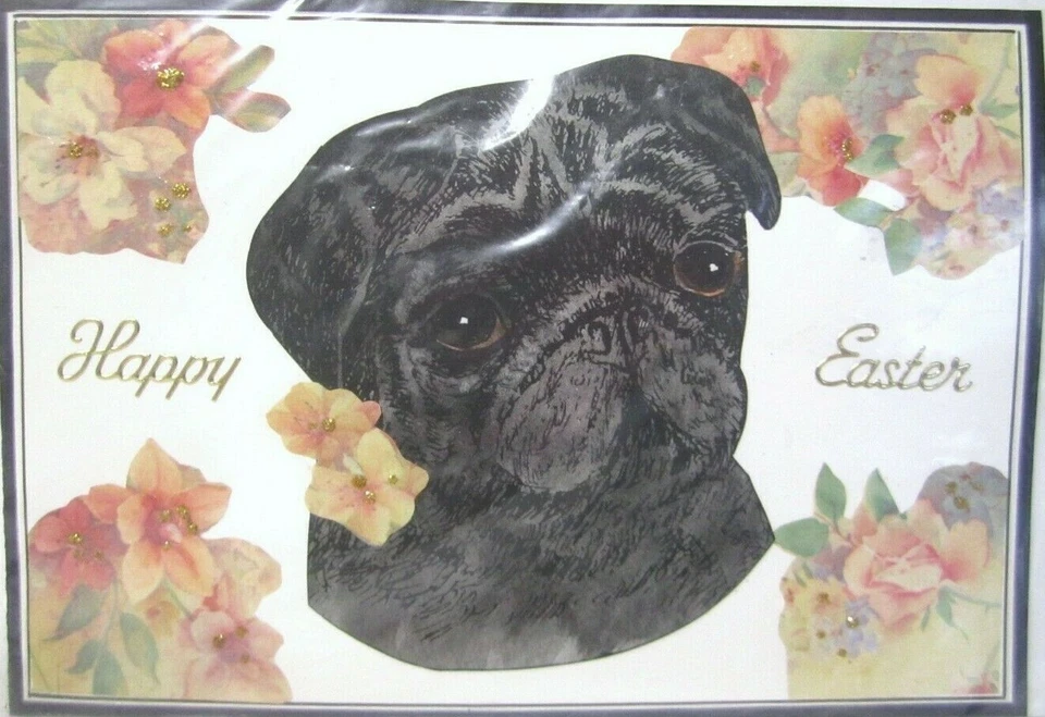 Pug Happy Easter card with Envelope Blank Inside - Image 1 of 1