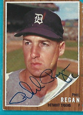 PHIL REGAN signed 1962 Topps baseball card #366 DETROIT TIGERS