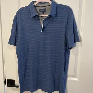 NWT Fairlane Men’s Blue Edgewood Jacquard Stripe Polo L Golf Lightweight - Picture 1 of 5