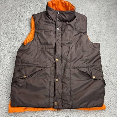 Chevignon Mens Brown Vest Puffer Sleeveless Full Zip Snap Hunting Utility Size S - Image 1 of 4