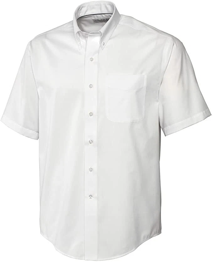 NWT Cutter Buck Big Tall Short Sleeve Button White Twill Shirt 2XLT 2XT MSRP 100 - Image 1 of 1