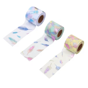3 Rolls 75 Yard Sparkling Feather Organza Ribbon 2.36 Inch for Wedding Party - Picture 1 of 7