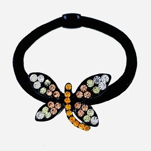 Butterfly Hair Rope Wrap Rhinestone Crystal Scrunchies Ponytail Holder Brown F7 - Picture 1 of 2