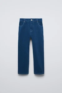 NWT Zara Kids Straight Leg Pants With Topstitching Size 13-14 Blue - Picture 1 of 5