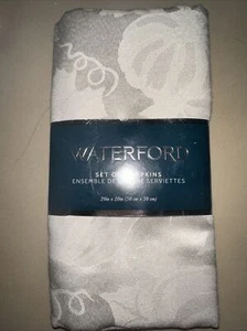 Waterford Kürbisse 🎃🎃🎃🎃🎃Jacquard Knochen 4 Stück Servietten 20" Quadrat Neu in Verpackung - Bild 1 von 6