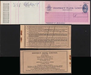 1957 DISTRICT BANK LTD-Macclesfield, Complete cheque book only 3 missing from 15 - Picture 1 of 1