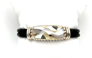 "Brazalete de goma ostra espinosa Asch Grossbardt plata 925 oro amarillo 18k trapeador 6,5" - Imagen 1 de 7