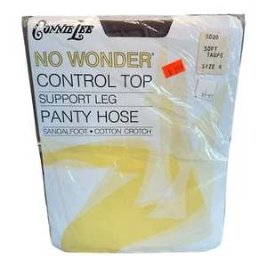 Vtg Connie Lee Sheer No Wonder Control top Support Leg PantyHose A soft taupe - Picture 1 of 2