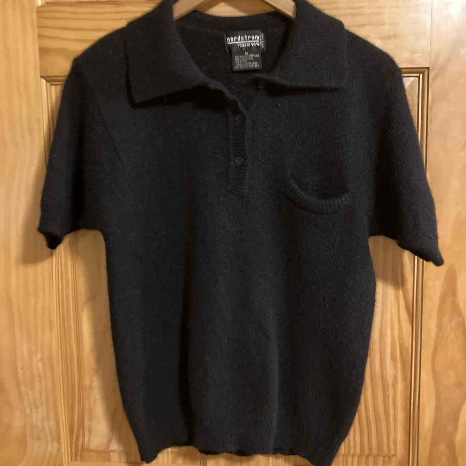Suéter de Lana Vintage Nordstrom Punto de Vista Angora Corderos M Negro Mangas Cortas Foto 1 de 3