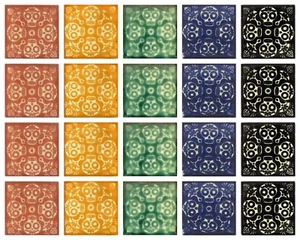 20 Mexikanische Talavera Keramikfliesen 2x2" Dia de Muertos Calaveras Totenköpfe Designs - Bild 1 von 2