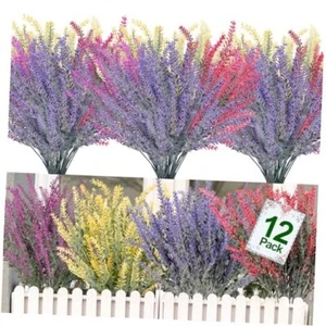 Fake Flowers Artificial Lavender Flowers Artificial 12 Bundles Mix Colors - Picture 1 of 7