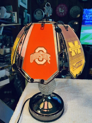 Michigan Wolverines Ohio State Buckeyes House Divided 3 Way Table Lamp 16” Glass Cover
