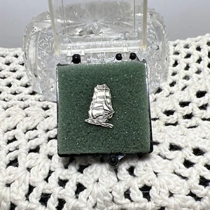 Vintage Pewter Tall Sailing Ship Tack Pin 1/2" Free Shipping - Picture 1 of 6