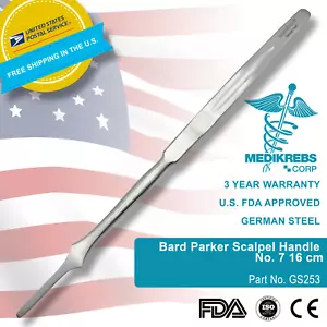 Manija de bisturí Bard Parker No. Instrumento quirúrgico alemán de acero grado O 7 16 cm - Imagen 1 de 4