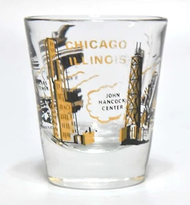 RETRO MCM STIL CHICAGO, ILLINOIS SOUVENIR SCHNAPSGLAS - Bild 1 von 5