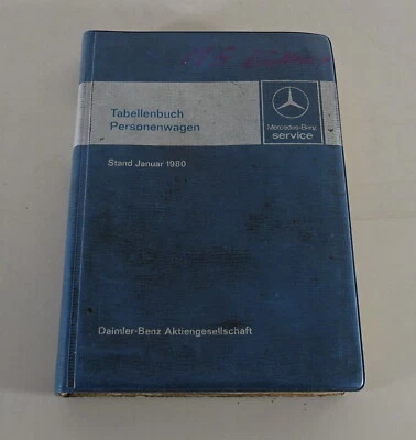 Libro De Tablas Mercedes Benz PKW Tipo W 123 116 S-Clase R C 107 SL SLC, 01/1980 - Imagen 1 de 3
