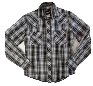 Wrangler Pearl Snap Shirt Mens Small Western Long Sleeve Black Plaid Bold Stitch - Picture 1 of 16