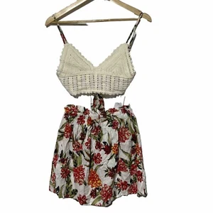 Rue 21 2-teiliges Häkel-Bikini-Top & Rock Small neu mit Etikett $ 34 Sommer Hawaii Blumen Flora - Bild 1 von 16