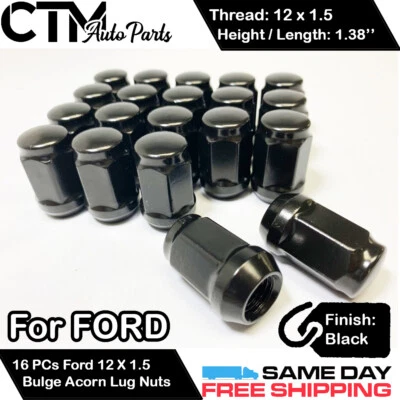16ШТ FORD ЧЕРНОЕ КОНИЧЕСКОЕ СИДЕНЬЕ 12X1,5 ЗАЖИМНЫЕ ГАЙКИ ВЫПУКЛОСТЬ ЖЕЛУДЬ ДЛЯ FORD - Изображение 1 из 2