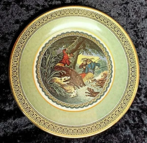 Royal Falcon, Weatherby Hanley Ironstone Green Plate "The Boar Hunt"  Halllfield - Picture 1 of 4