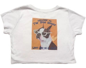 Boys Lie “Welcome to The Dog House” Crop Tee – Graphic Dog T-Shirt Medium - Picture 1 of 5