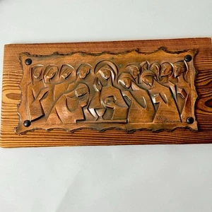 Letztes Abendmahl Kupfer Wandbehang Holz Plakette Mercader-Miret nachgewiesen von Pasadena - Bild 1 von 7