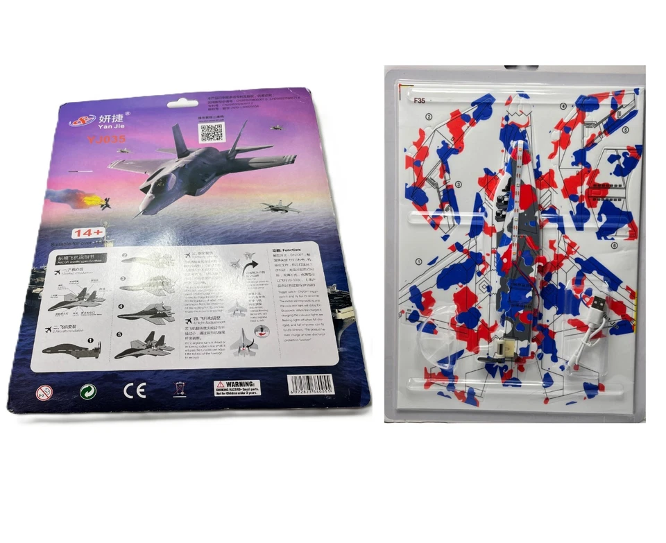 Juguete para niños F35 modelo de avión volador hágalo usted mismo juguete electrónico batería recargable USB Foto 1 de 4