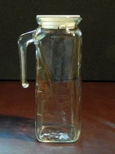 Linea Avir FRIGORELLO 1 Quart Square Glass Pitcher w/white lid - Made in Italy - Picture 1 of 21