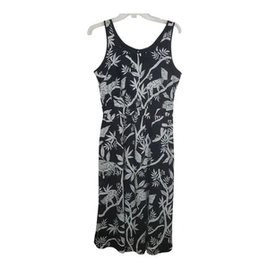 Talbots Tropical Panther Fit & Flare Dress Black White NWT Boho Size 4 Petite - Picture 1 of 12